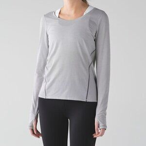 Lululemon Intensi-Tee Long Sleeve In Heathered Seal Grey / Battleship Sz 10